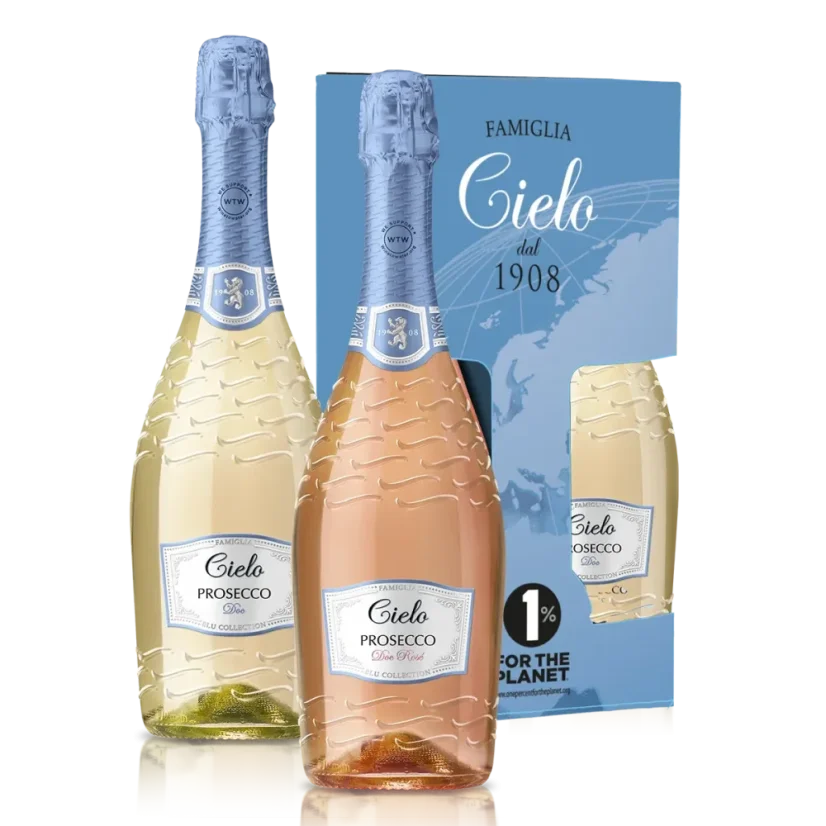Dárkové balení Cielo Prosecco Blu Collection Bianco 0,75l + Rosé 0,75l Dárkové balení Cielo Prosecco Blu Collection Bianco 0,75l + Rosé 0,75l
