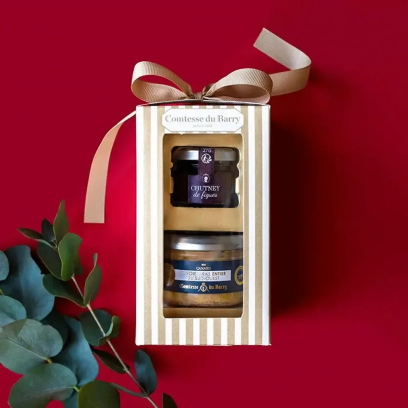Vánoční dárkové balení kachní foie gras vcelku 90g a fíkové chutney 27g